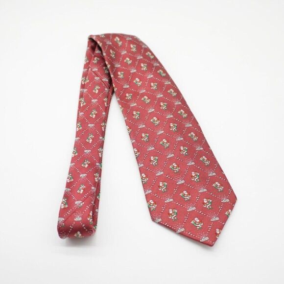 Pierre Cardin Santa Claus Red Woven Christmas Wide Silk Tie - Picture 6 of 6